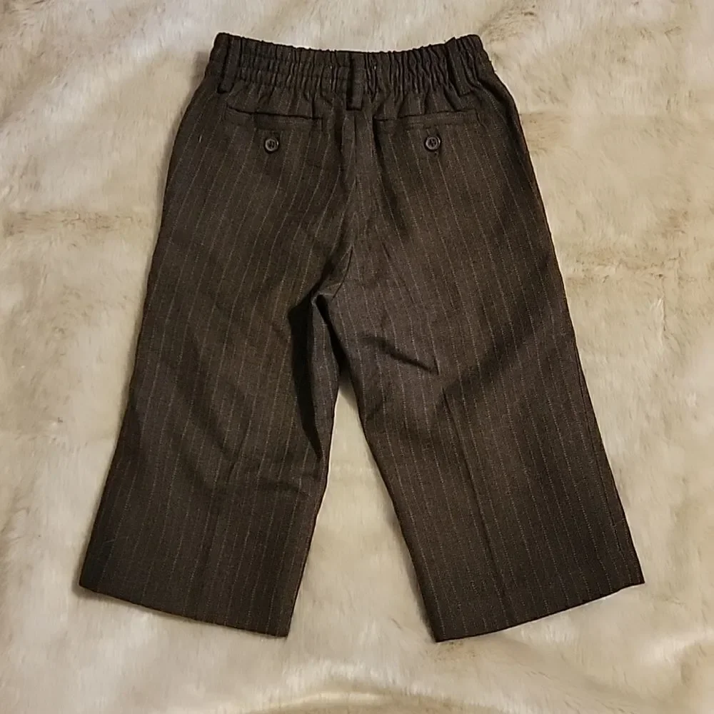 JANIE AND JACK SPECIAL OCCASION BROWN WOOL PINSTRIPED PANTS - NEW!